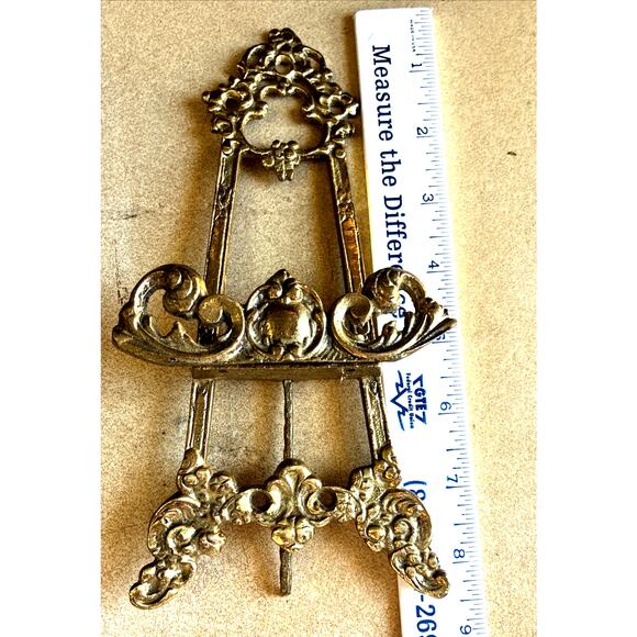 Vintage Art Display Easel Ornate Brass Metal Picture Stand 8.5” Andrea By Sadek - Picture 8 of 11